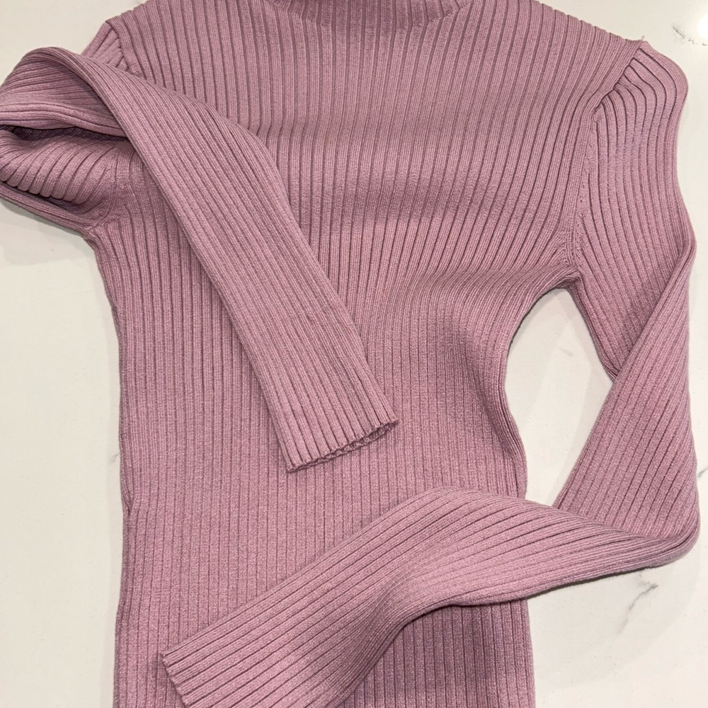 Zara Mauve Ribbed Turtleneck Sweater